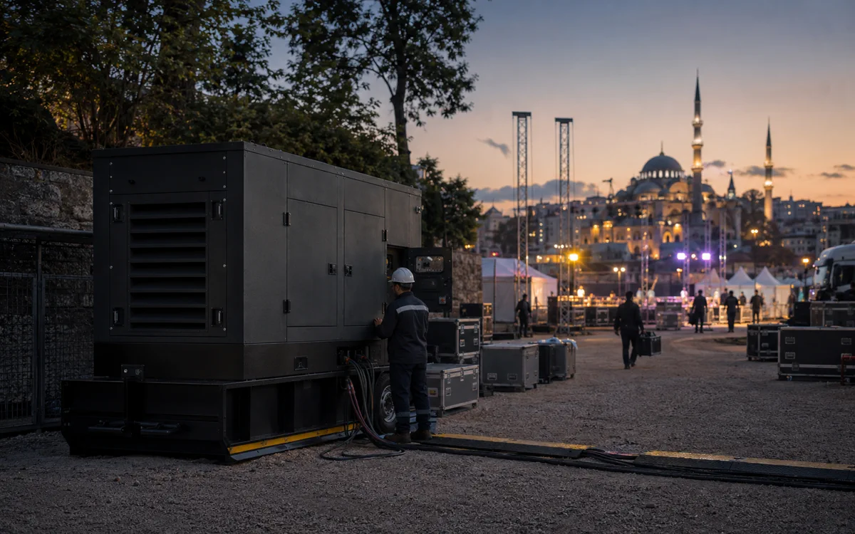 Etkinlik veya film setinde mobil jeneratör